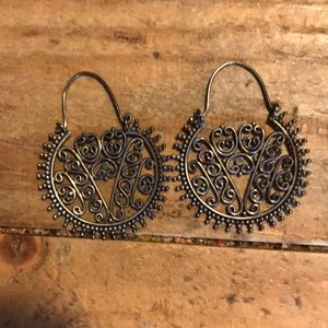 Sterling Silver filigree hoop earrings